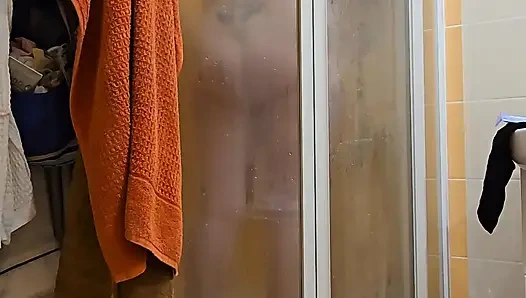 Cute BBW Wife with Big Soft Natural Tits and Big Ass Takes a Shower