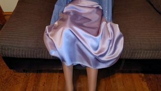 Silky Satin Party Prom Skirt with Silky Petticoat