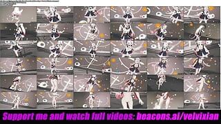 Ayame Hyakki - Fofa adolescente catgirl dançando + despir-se gradual (3D HENTAI)