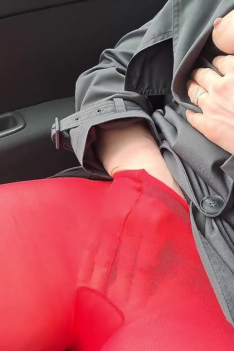 No Panty in Red Pantyhose