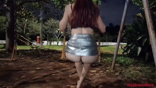 Wife goes to the park without panties at night and pisses in the bushes!