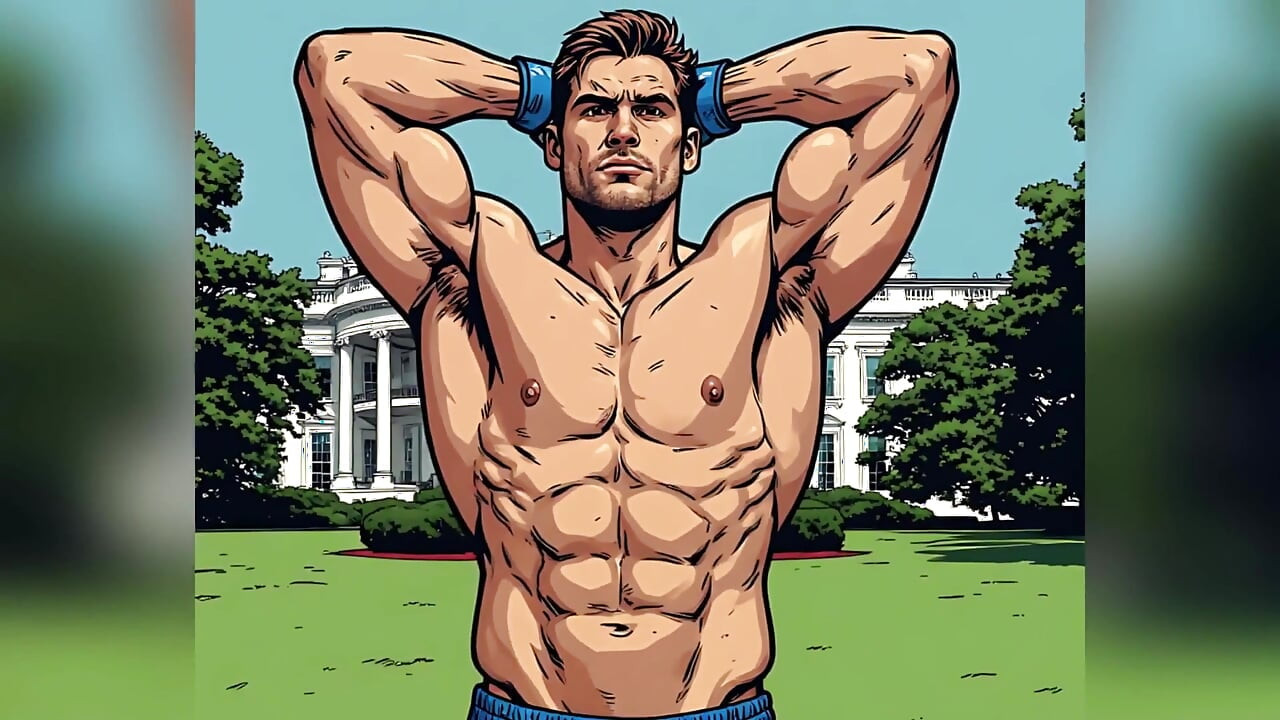 Muscular Fighters at White House (ai Art)