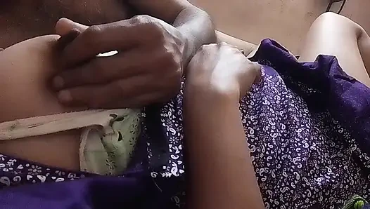 Tamil village girl's breasts are massaged by her husband