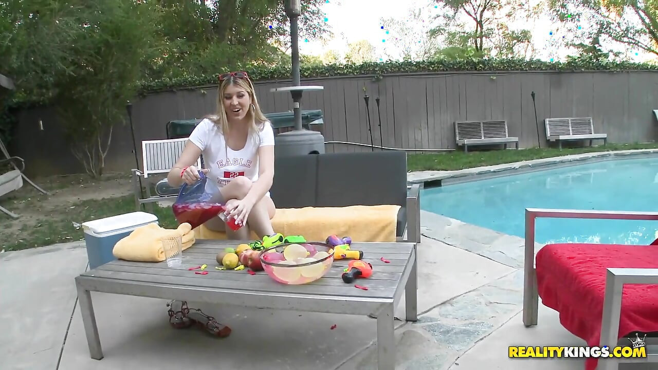 Big Tit Blonde Bombshell Atheena Pleasures Teases Voodoo at the Pool Side Gets Pounded