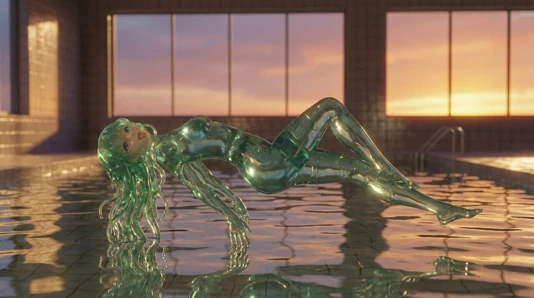 Emerald Jellyfish Girl Grinding & Riding – Dripping Wet Tongue