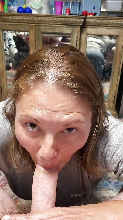 Dirty talking milf while sucking cock talks about why she likes sucking dick and how she wants guys lined up to for a blowjob