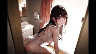 Geile meiden willen een privémoment in toilet delen (met asmr-geluid met poesje masturbatie!) Ongecensureerde Hentai