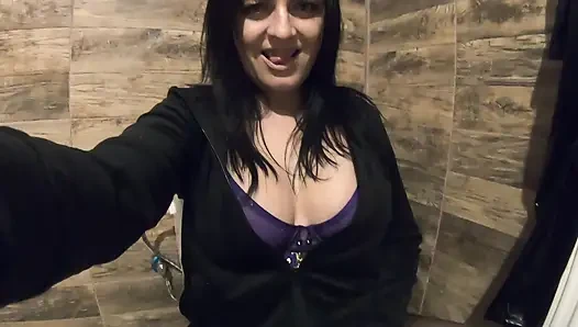 Ripped Pantyhose Pee Fetish - Blue Lingerie, Close-up Pussy Pee and Toilet Mess