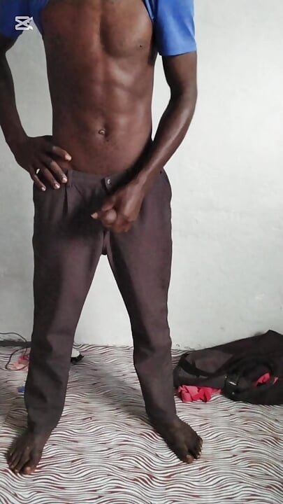 African black boy helps himself by shooting hot tick cum