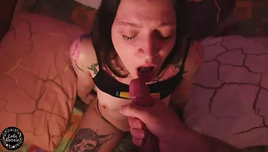 Cute Brunette Gives Amazing Deepthroat Blowjob, Handjob with Facial - POV