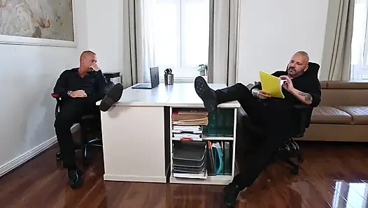 Pervert Office! Hot Foursome with 2 Sexy Blondes in Stockings and High Heels and 2 Big Cocks