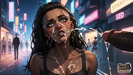 Neon şehrinde sibernetik zenci kraliçenin süt fışkıran orgazmı! Sıcak koyu renkli sert porno!