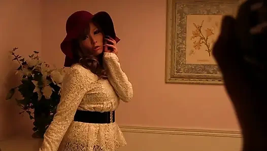 Азиатская тинка играет с вибратором и получает его раком от мужика