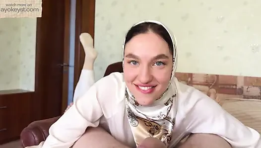 Deepthroat And Footjob by Sexy Beauty In Headscarf