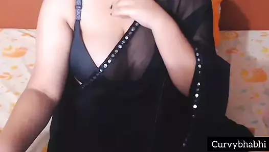 Desi sexy bhabhi in black saree