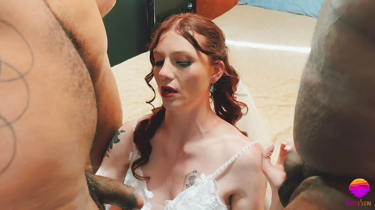 TS Bride gets gangbanged by 3 BBC
