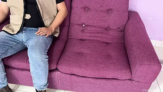 HOT CUSTOMER vs. SHY DELIVERY PERSON: He ended up falling into temptation and fucks me really hard on the couch.