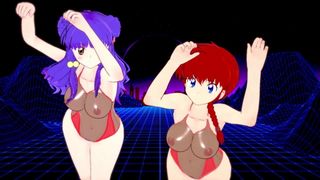 Ranma and Shampoo Dancing , juicy bodies with big tits & ass