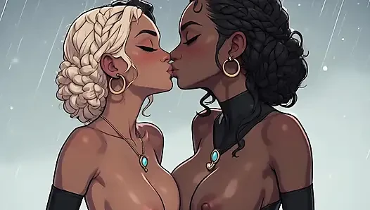 Wunderschöne Afro-Frauen in der Kälte des Winters Teil 2, Hentai, künstliche Intelligenz, Animation, unzensiert