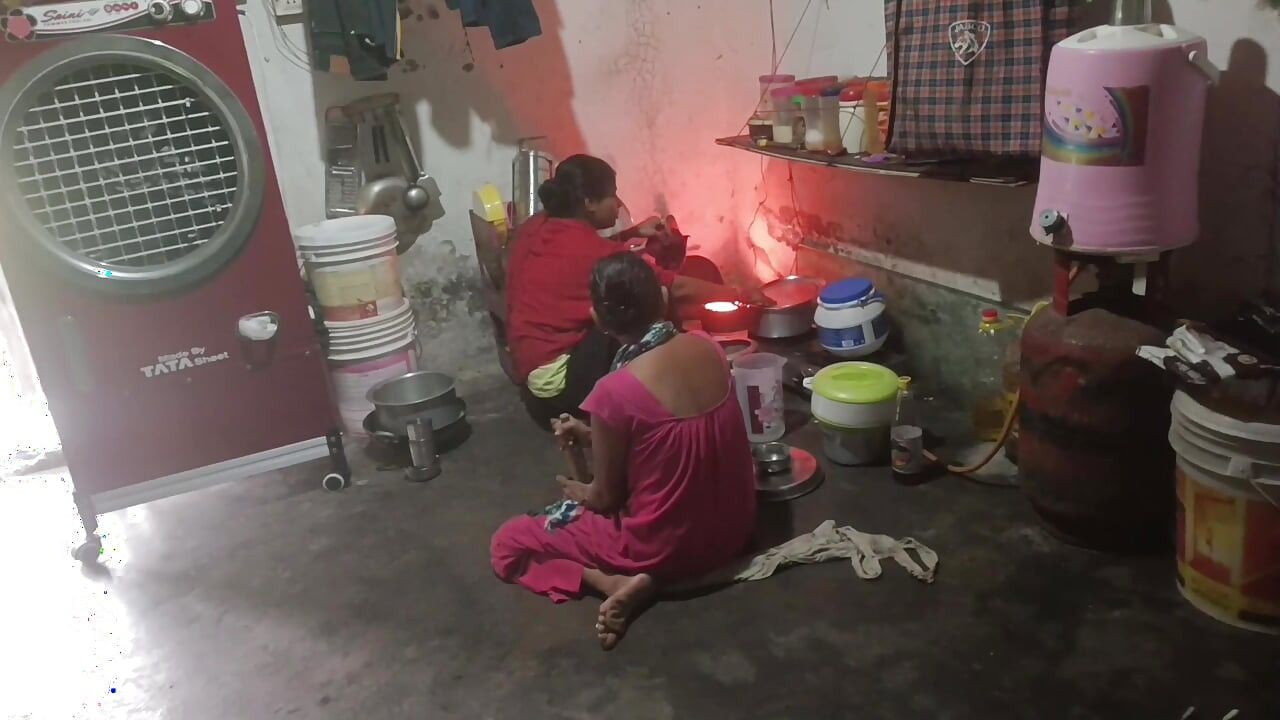 Stepsister did a handjob for the first time in front of stepmom, sucked cock, showed big tits in Hindi audio