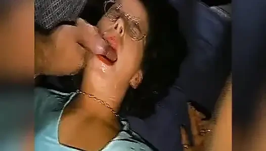 Glasses Covered in Cum - Slut Takes Massive Facial