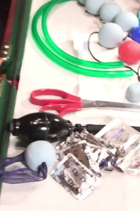 Hot girl gets dildo fucked while pussy is clipped with pegs