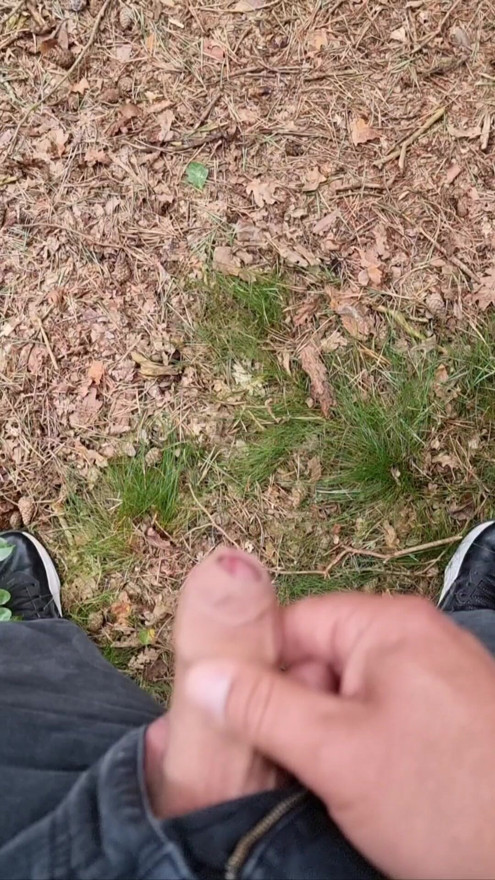 Cumshot in the forest