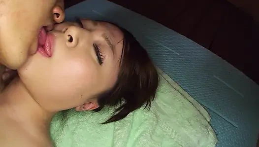 Hot girl spreads legs as she gets hairy pussy pumped deep by a huge cock