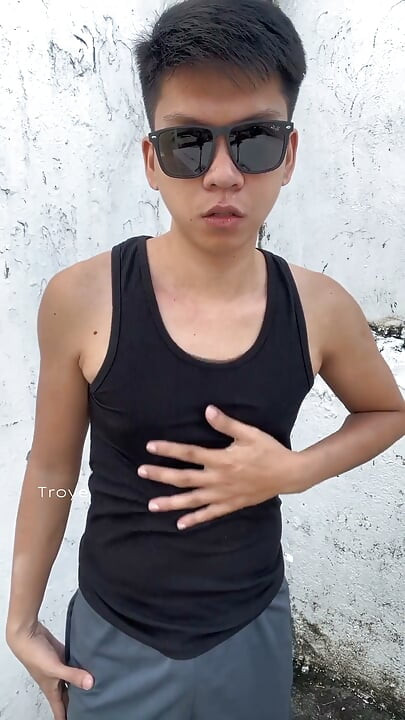 Handsome Asian Boy Outdoor Masturbation