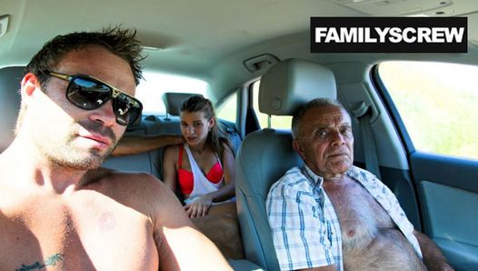 Street Slut Fucking with Grandpa, Step Son and Uncle