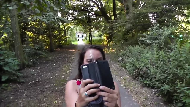 Slut Gets Facialed and Walks Around The Park