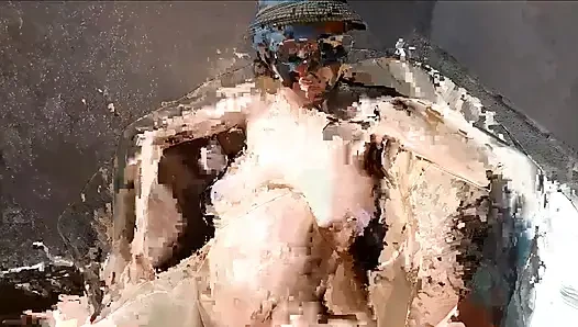 Pregnant sunbathing on balcony