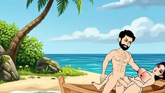 The husband and wife sat in the boat and went to the sea and there the husband fucked his wife with a big penis, a beautiful wife with big boobs.