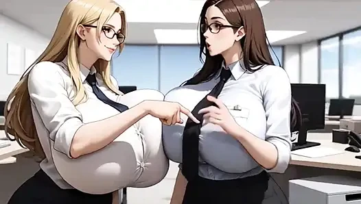 Lustiges büro mit riesigen möpsen, ai animation