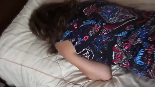 Stepson enjoys Latina stepmom while she lays on her bed, mutual masturbation and cum on hairy pussy