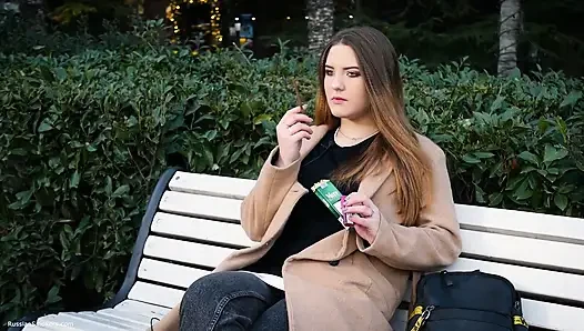 Russian Girl Spends Her Lunch Break Smoking 1 Cigs