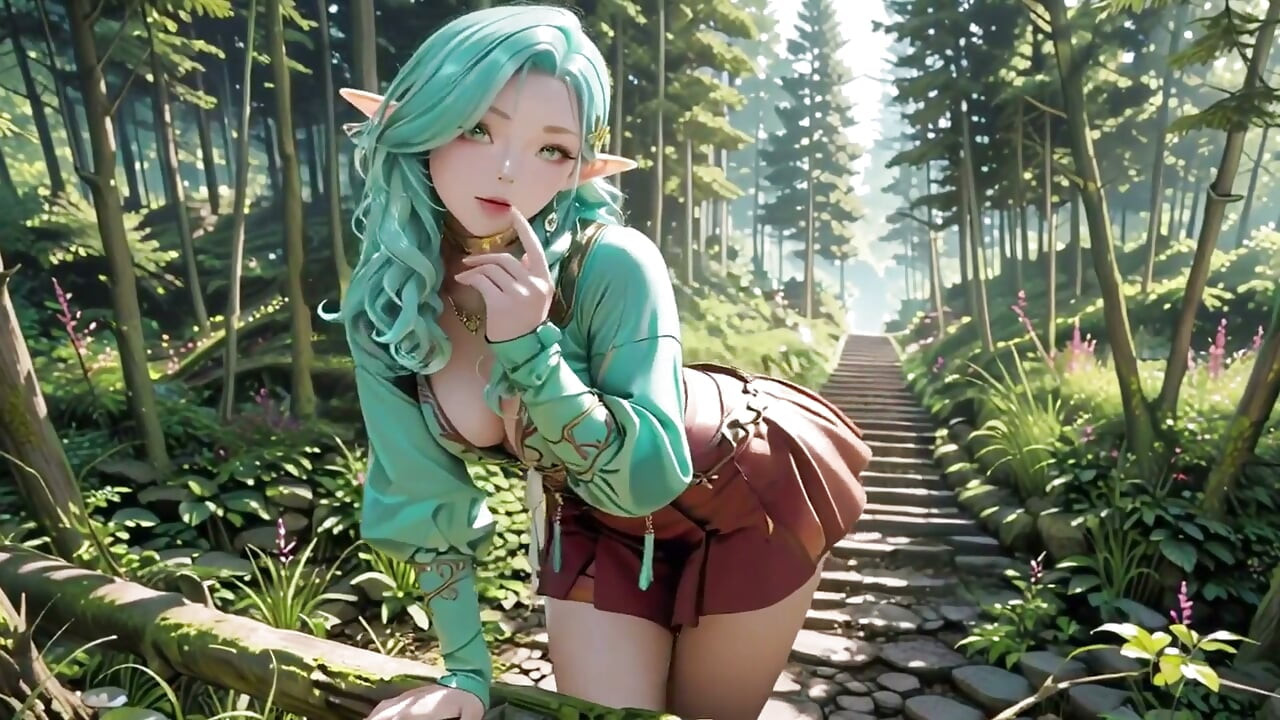 Skogsfantasi! Grönhårig Mage & Blue Elf på en privat promenad