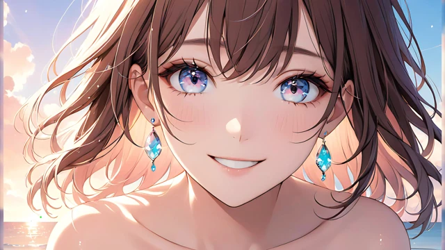 Pastel Reflections: a Beautiful Young Woman with Soft Skies in Her Eyes