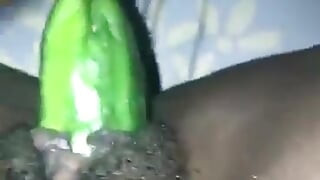 Extra Large Cucumber making me Squirt and Cum