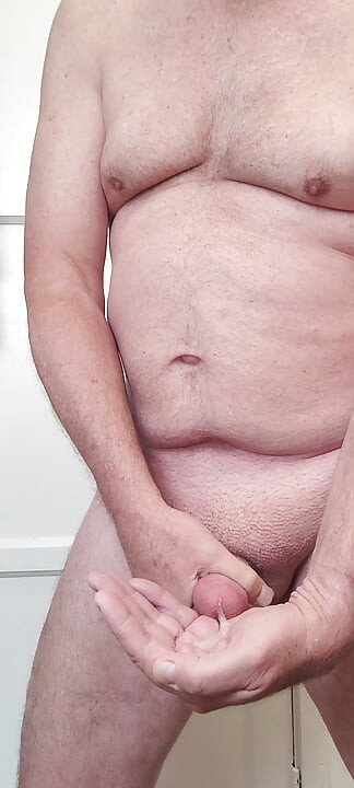 Sounding my cock with paint brush and eating my cum