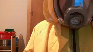 Camadas de látex pvc rainwear treinamento anal máscara a gás