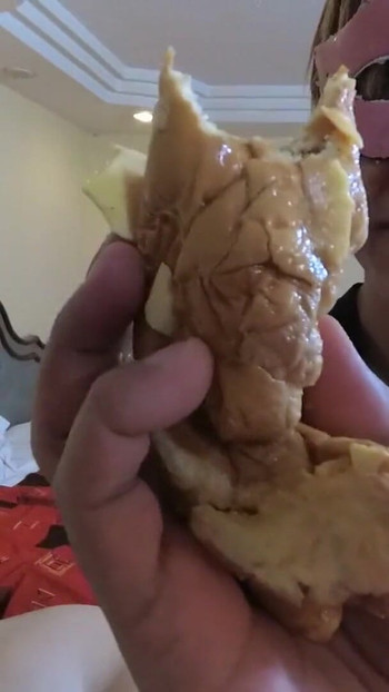Powerful moment from "My master eats a sandwich expelled from my asshole after opening it with fisting"