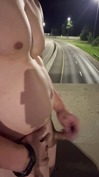 Asian Muscle Hunk Strips Naked on the Bridge - Ripped Flexing & Massive Cumshot