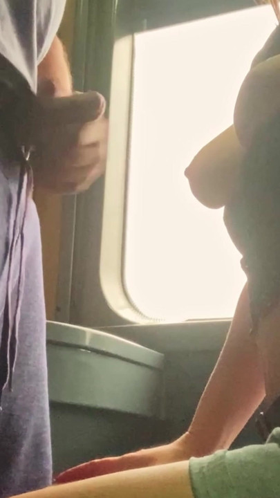 Public CUMSHOT ON ME !! Jerk off on the train!