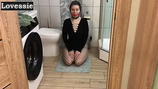 An obedient, hot MILF with a big butt serves her master and becomes a piece of human furniture - Lovessie