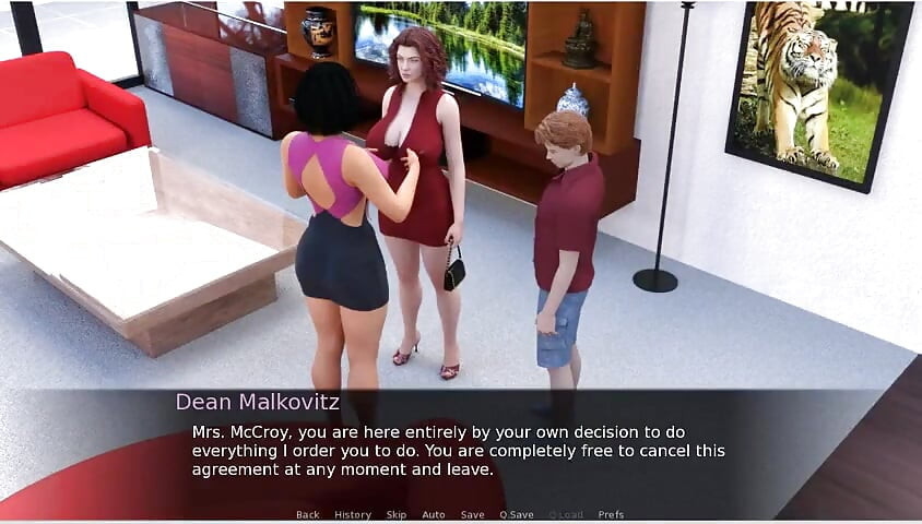 Milftopia - геймплей - ролевая игра - квартирная хозяйка знакомится с арендатором колледжа, деканом