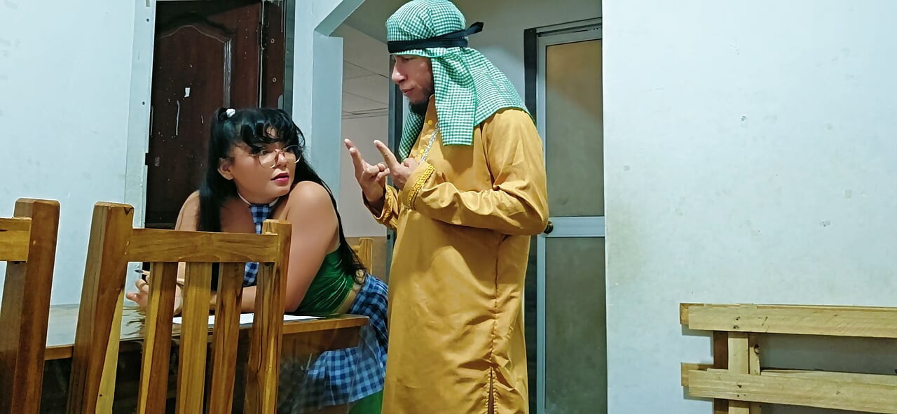 Arab stepfather comes home and finds his stepdaughter doing her homework (Amateur)