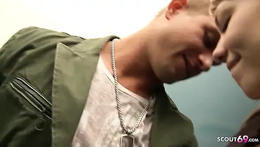 Blonde Skinny Teen Nicole Secretly Fucked on the Roof by Her Step Brother