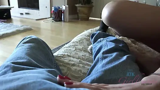 Olivia Lua blowjob, footjob, handjob POV style cumshot