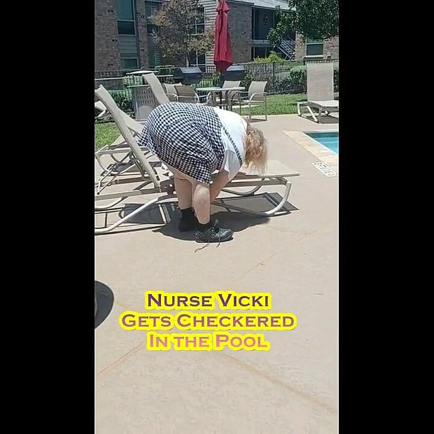 Nurse Vicki Wears Checkers to the Pool